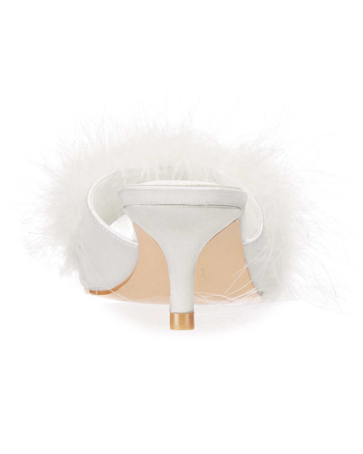 Women's Mona Marabou Hard Sole Slender Heel Slipper : Color: White