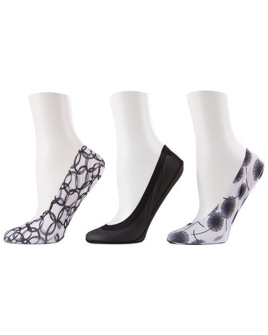 Women's 3 Pair Pack Dandelion Fine Edge Shoe Liner Socks : Color: Winter White
