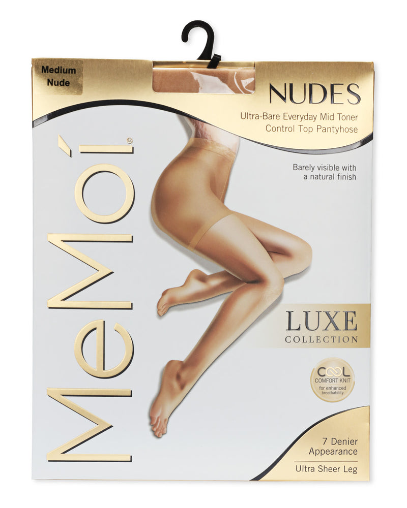 Women's Nudes Ultra Bare Everyday Mid Toner Control Top LUXE Pantyhose