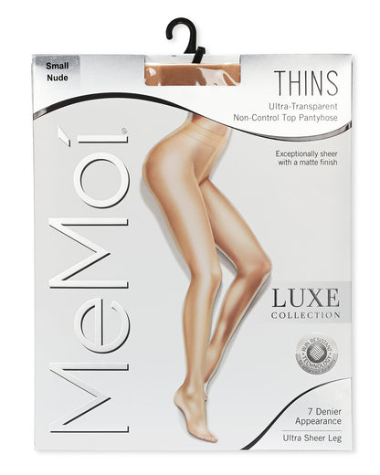 Women's Thins Ultra Transparent Non-Control Top LUXE Pantyhose : Color: Nude
