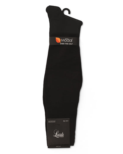 Men's Modal Durable and Flexible Flat Over The Calf Sock : Color: Black