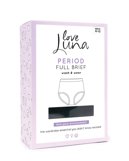 Women's Love Luna Full Brief Overnight Period Panty : Color: Black