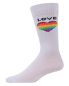 Men's Colorful Rainbow Love Heart Embroidered Crew Sock : Color: White