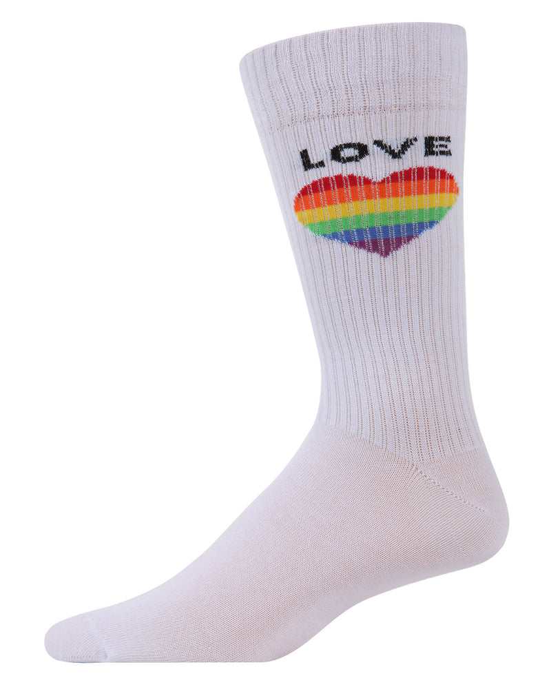 MeMoi Rainbow Love Heart Crew Socks