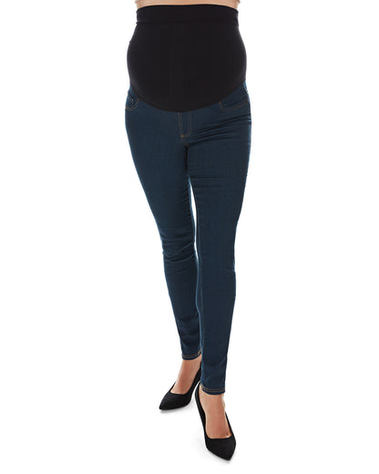 Women's Denim Bamboo Blend Back Boning Support Maternity Leggings : Color: Denim