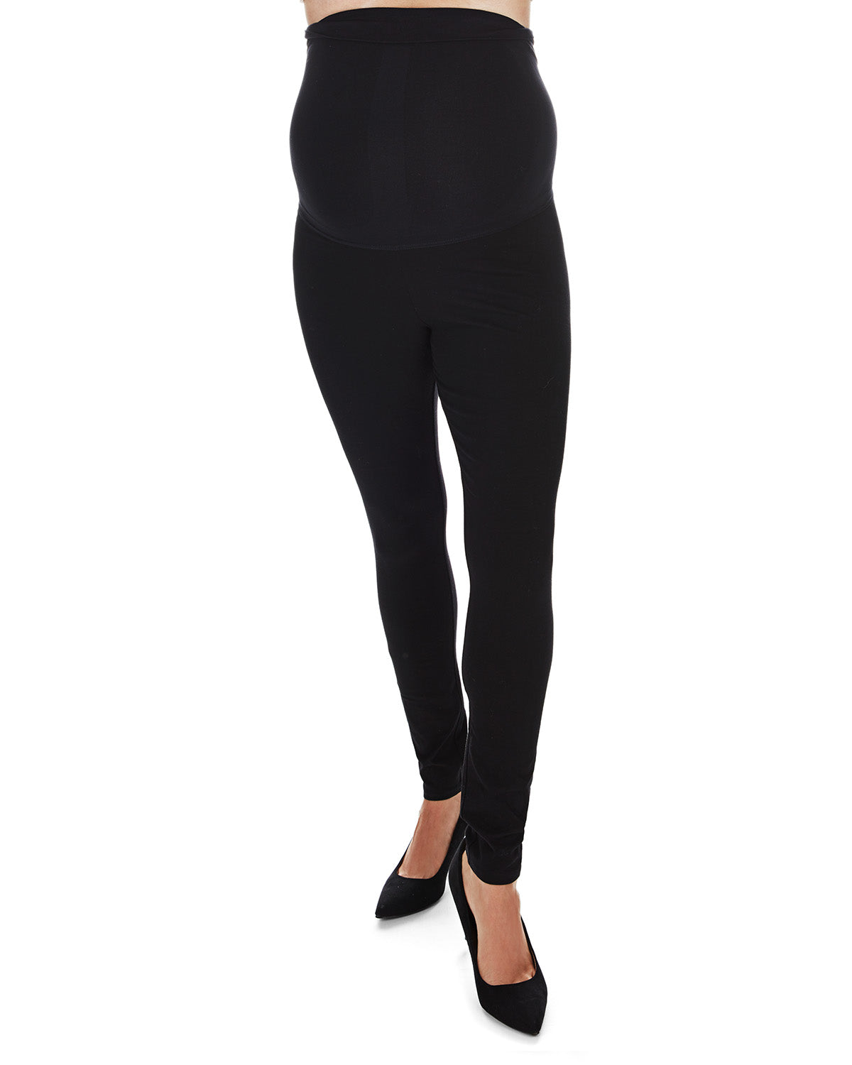 Women's Cotton Blend Comfort Stretch Maternity Leggings : Color: Black