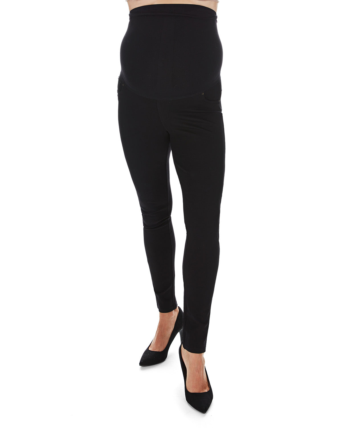 Women's Ponte Comfort Stretch Maternity Support Leggings : Color: Black