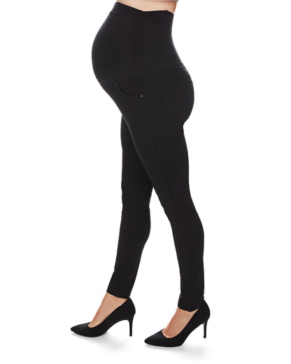 Women's Ponte Comfort Stretch Maternity Support Leggings : Color: Black