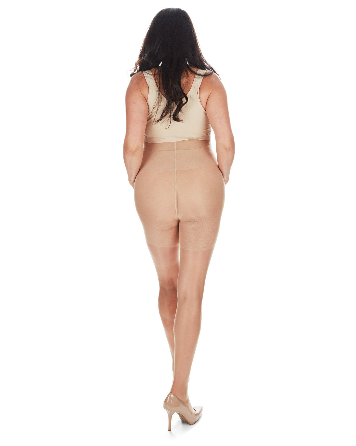 Women's Maternity Satin Sheer Pantyhose with Extra Large Panel : Color: Honey