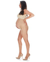 Women's Maternity Satin Sheer Pantyhose with Extra Large Panel : Color: Honey