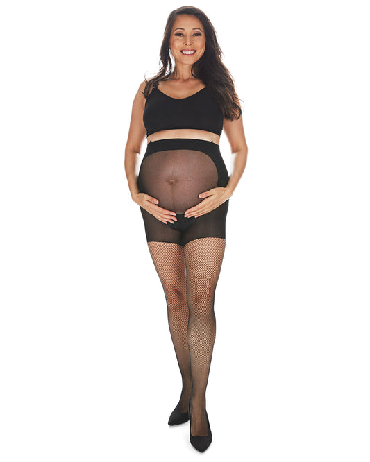 Women's Maternity Mini Fishnet Comfort Tights : Color: Black