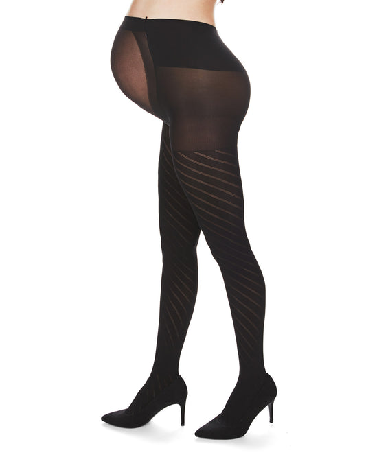 Women's Spiral Patterned Cotton Blend Maternity Tights : Color: Black