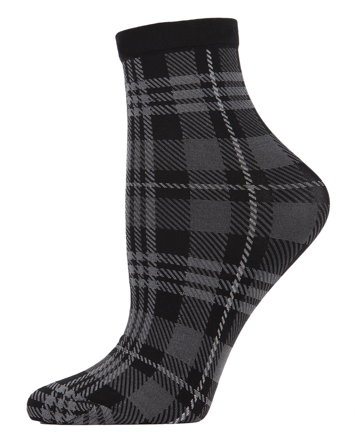 Women's Perfect Plaid Stretch Anklet Sock : Color: Black/Gray