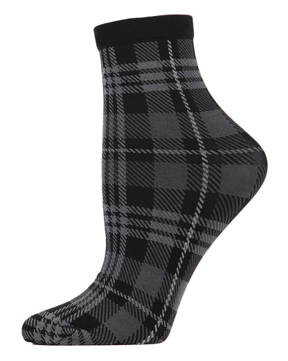 Women's Perfect Plaid Stretch Anklet Sock : Color: Black/Gray