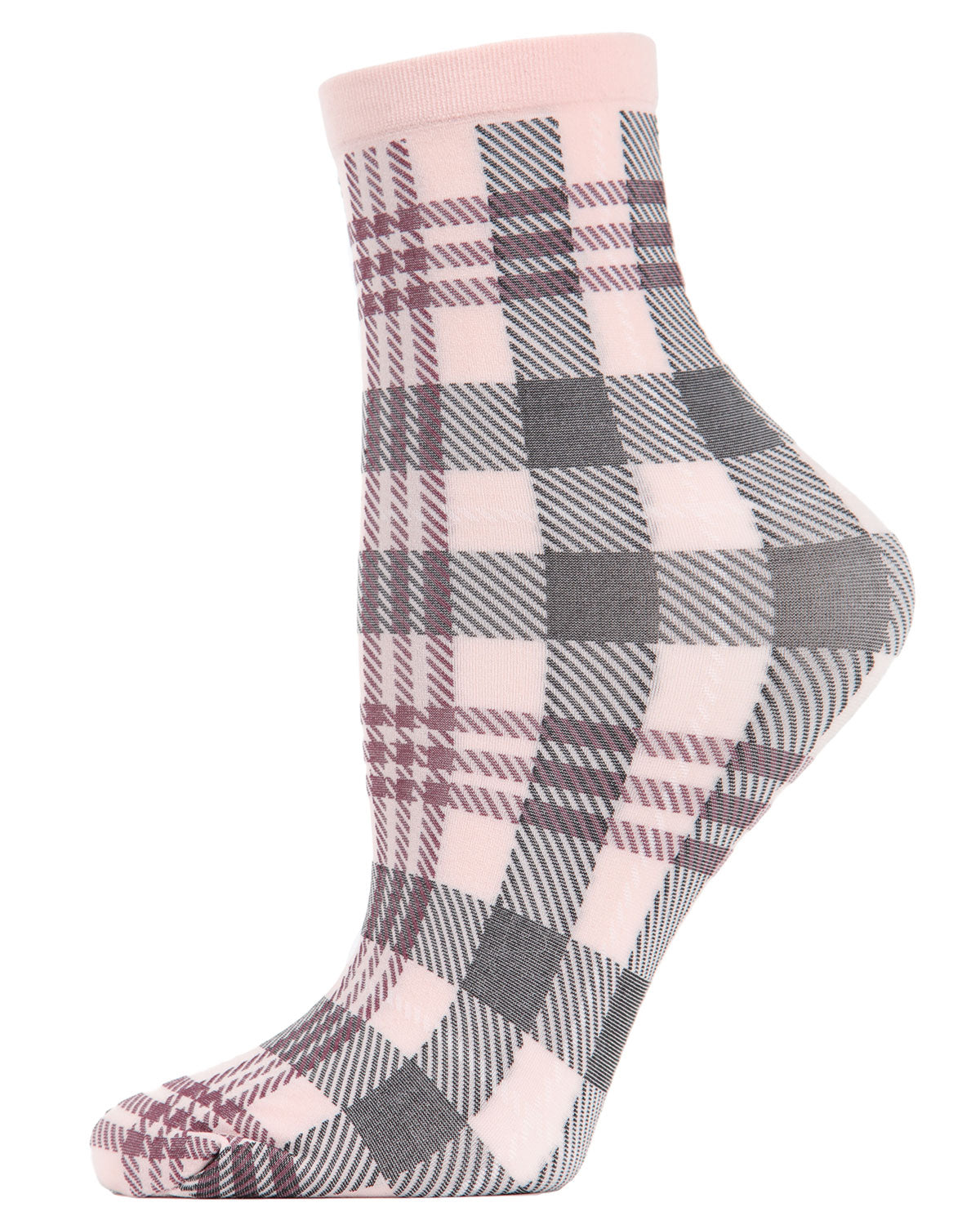 Women's Perfect Plaid Stretch Anklet Sock : Color: Dusty Rose