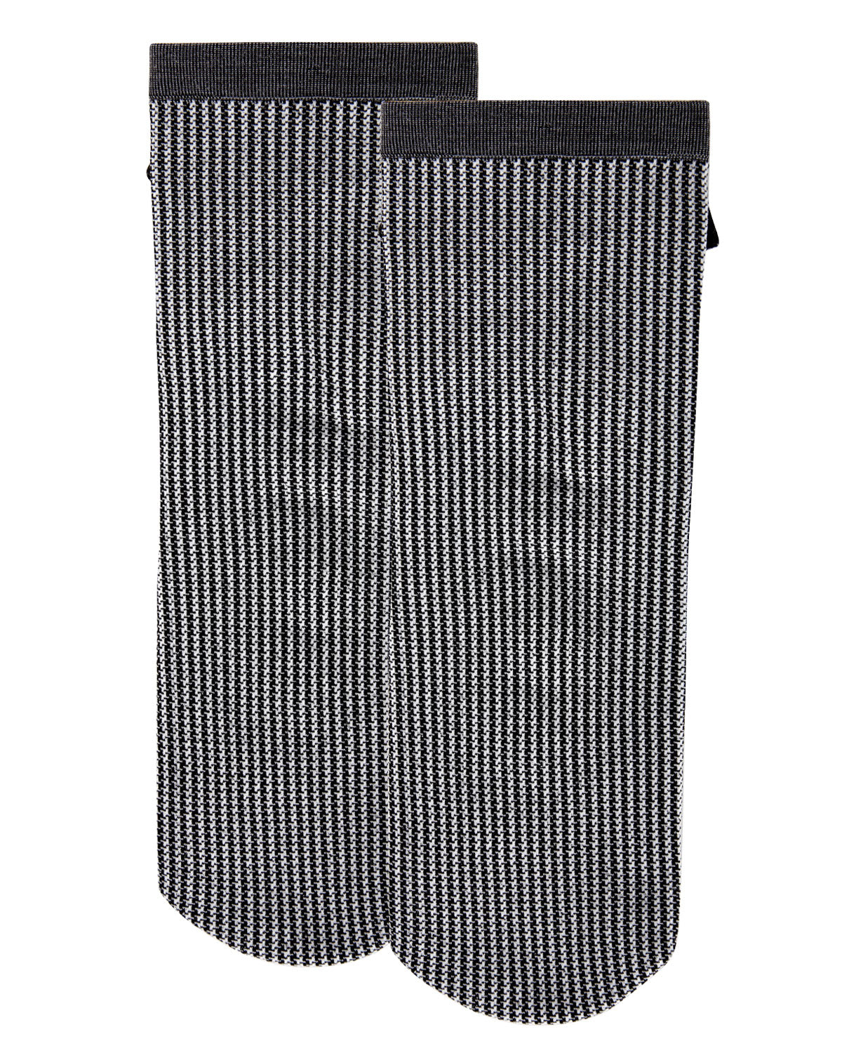 Women's Houndstooth Faux Pearl Bow Accent Anklet Sock : Color: Black/Gray