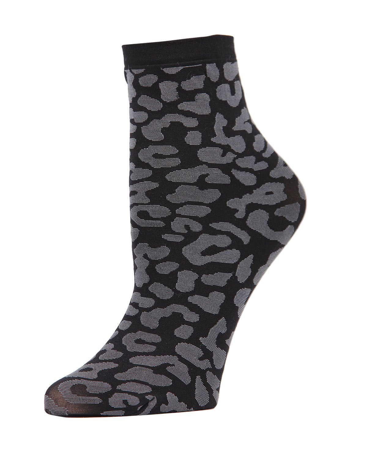 Women's Furocious Leopard Print Stretchy Anklet Sock : Color: Black