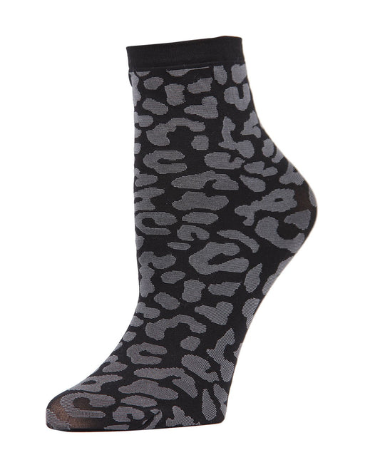 Women's Furocious Leopard Print Stretchy Anklet Sock : Color: Black