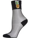 Women's Pineapple Crush Rhinestone Sheer Anklet Sock : Color: Black