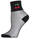 Women's Berry Cherry Rhinestone Sheer Anklet Sock : Color: Black