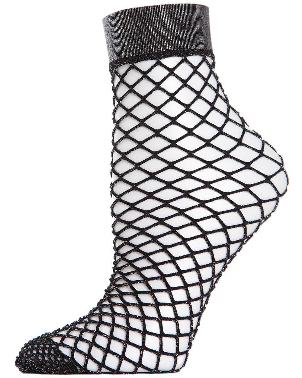 Women's All Net Shimmery Glitter Fishnet Anklet Sock : Color: Black