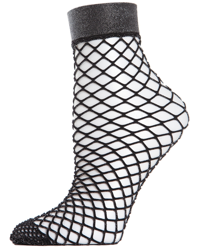 Women's All Net Shimmery Glitter Fishnet Anklet Sock