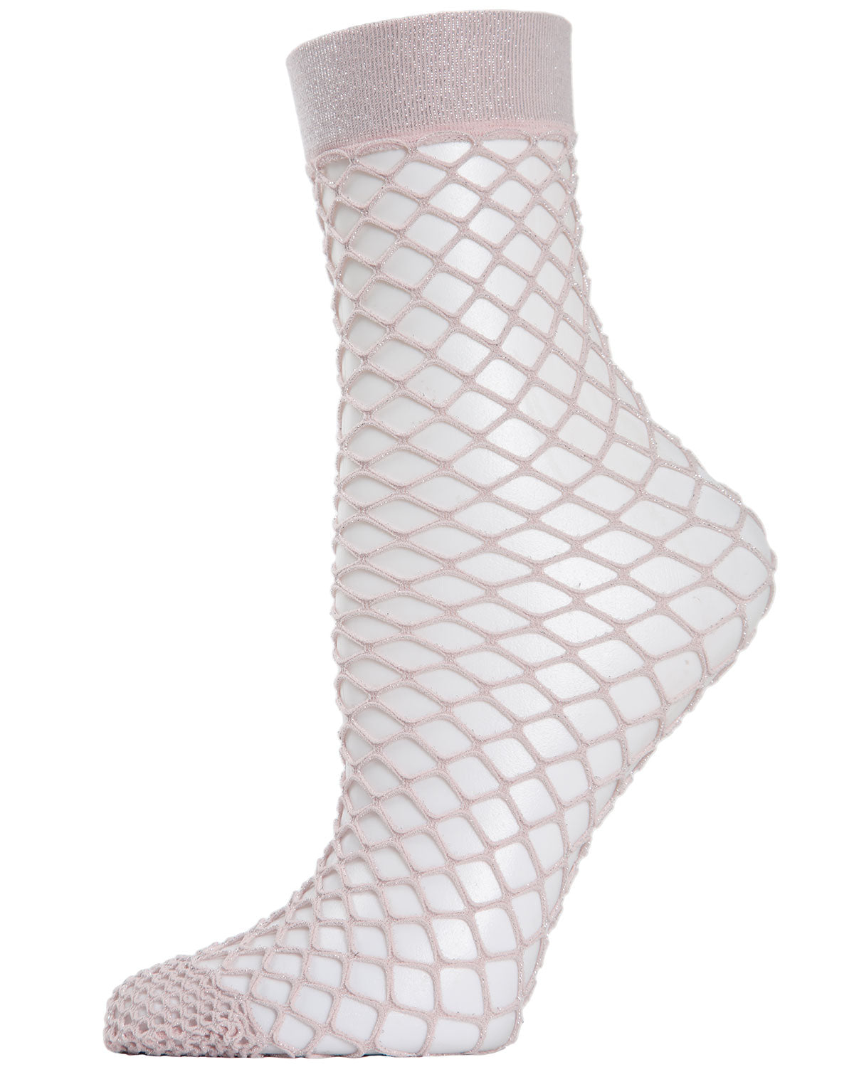 Women's All Net Shimmery Glitter Fishnet Anklet Sock : Color: Peach Whip