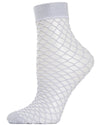 Women's All Net Shimmery Glitter Fishnet Anklet Sock : Color: White