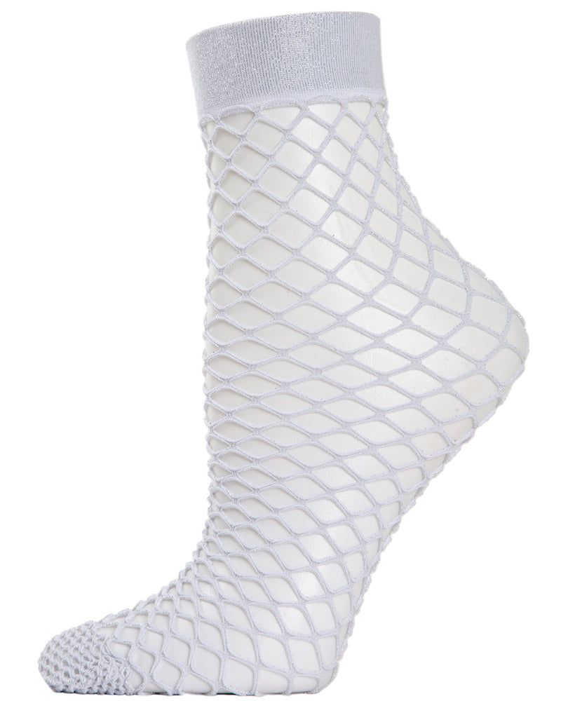 Women's All Net Shimmery Glitter Fishnet Anklet Sock