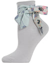 Women's Bonny Floral Ribbon Cotton Blend Anklet Sock : Color: Alloy