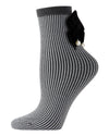 Women's Houndstooth Faux Pearl Bow Accent Anklet Sock : Color: Black/Gray