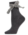 Women's Glitter Dream Bow Cotton Blend Anklet Sock : Color: Black