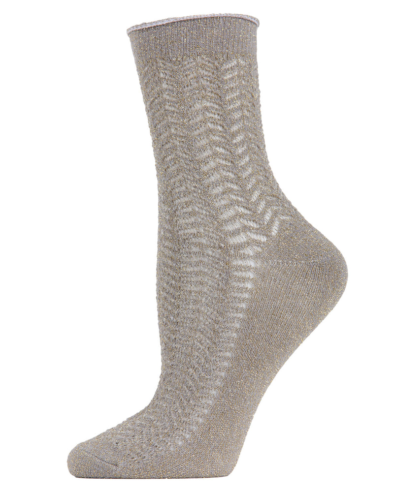 MeMoi Metallic Ivy Pointelle Anklet Socks