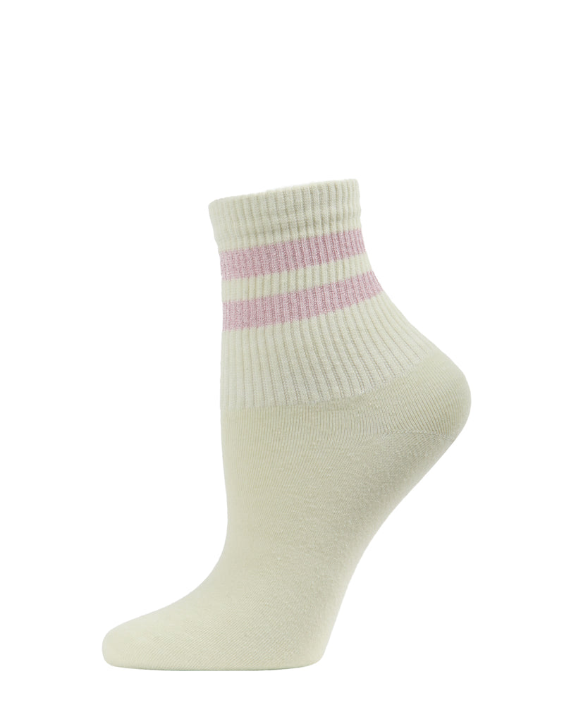 MeMoi Shimmer Sports Stripe Anklet Socks