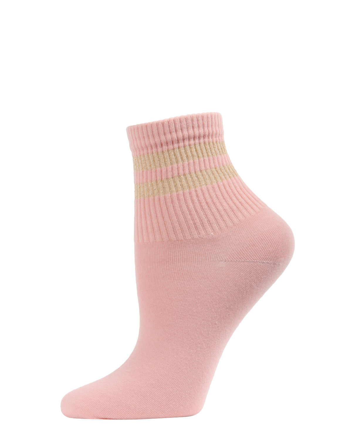 Women's Shimmer Sports Stripe Cotton Blend Anklet Sock : Color: Peach