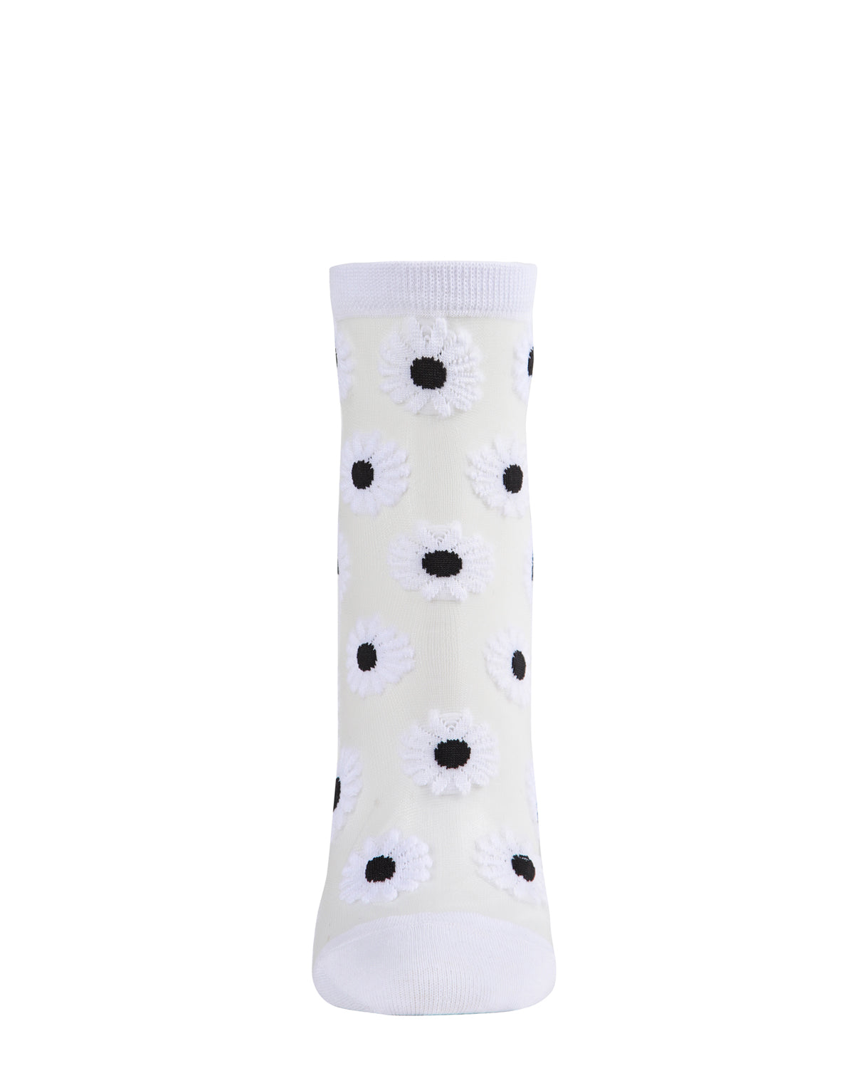 Women's Daisy Mono Fine Net Semi-Sheer Anklet Sock : Color: Black