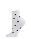 Women's Daisy Mono Fine Net Semi-Sheer Anklet Sock : Color: White