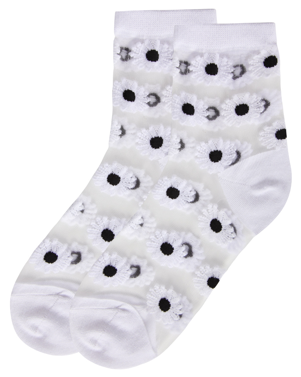 Women's Daisy Mono Fine Net Semi-Sheer Anklet Sock : Color: Black