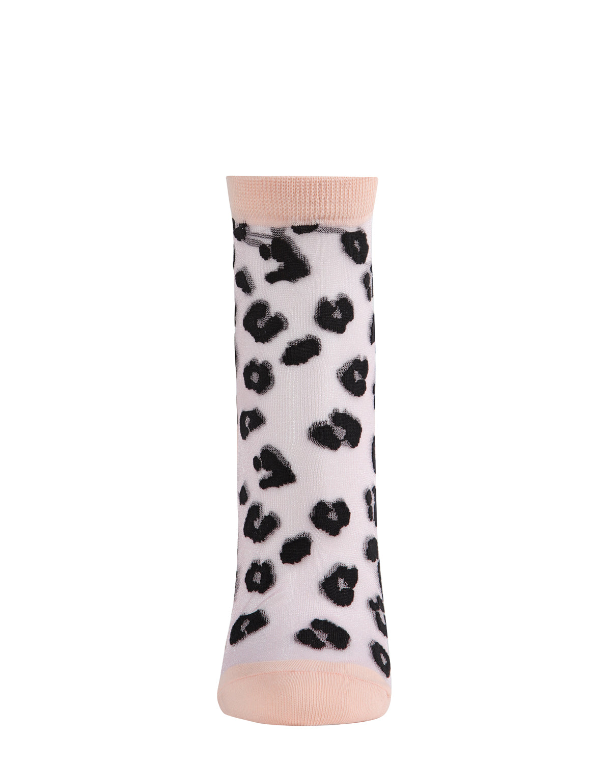 Women's Leopard Mono Fine Net Semi-Sheer Anklet Sock : Color: Black