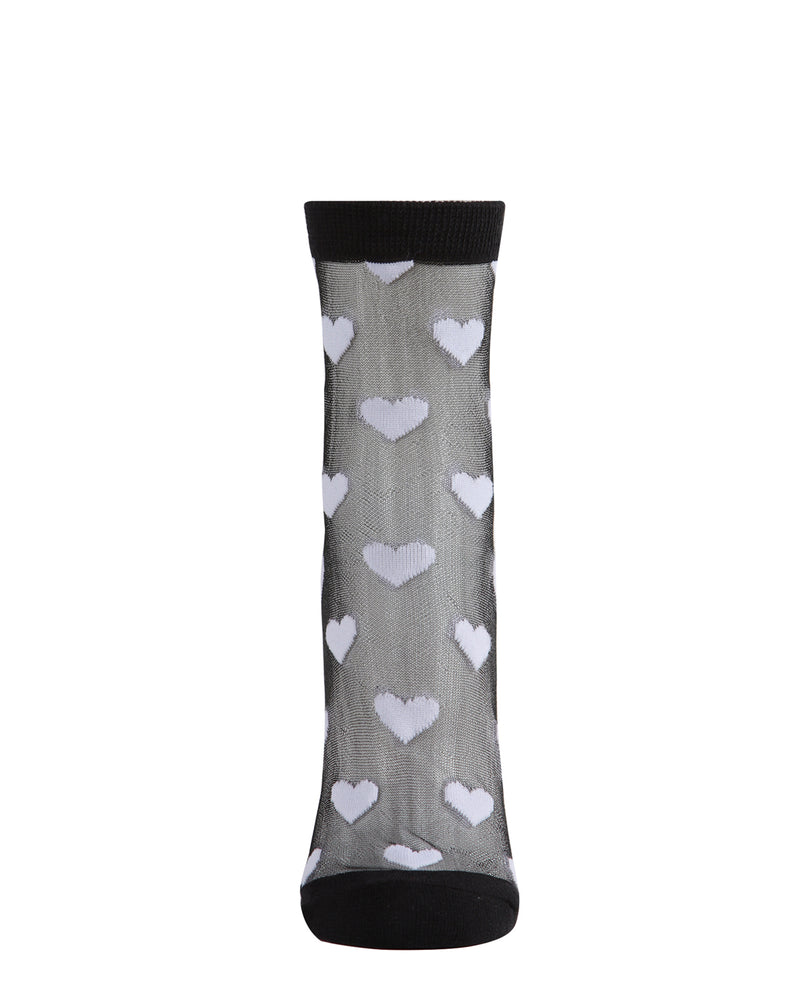 MeMoi Hearts Mono Fine Net Anklet Socks