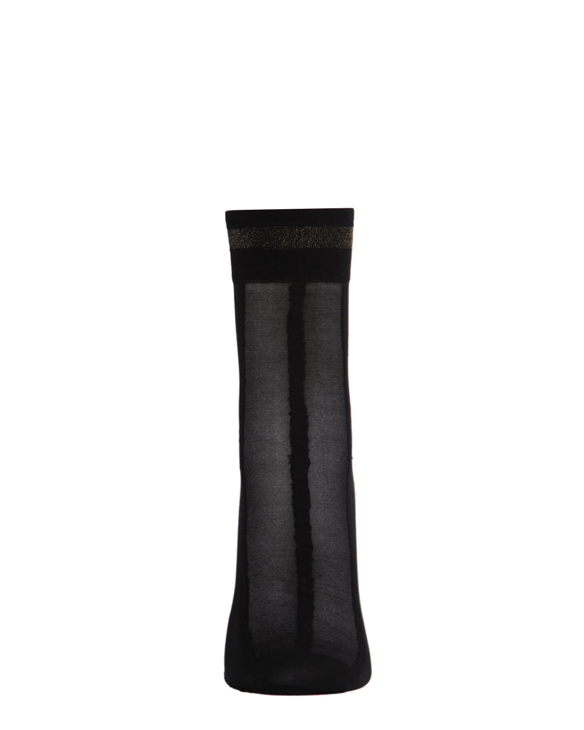 Women's Sheer Metallic Shimmer Stripe Accent Anklet Sock : Color: Black