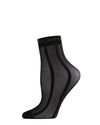Women's Sheer Metallic Shimmer Stripe Accent Anklet Sock : Color: Black