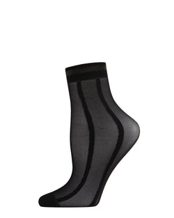 MeMoi Sheer Metallic Stripe Anklet Socks