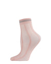 Women's Sheer Metallic Shimmer Stripe Accent Anklet Sock : Color: Rose