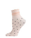 Women's Sheer Polka Dot Ruffle Cuff Anklet Sock : Color: Peach