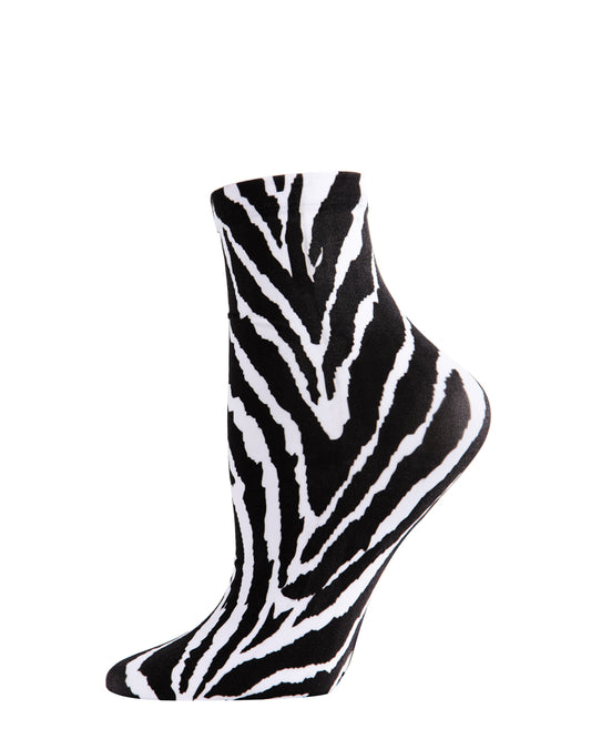 Women's Wild Zebra Stripe Print Anklet Sock : Color: Black
