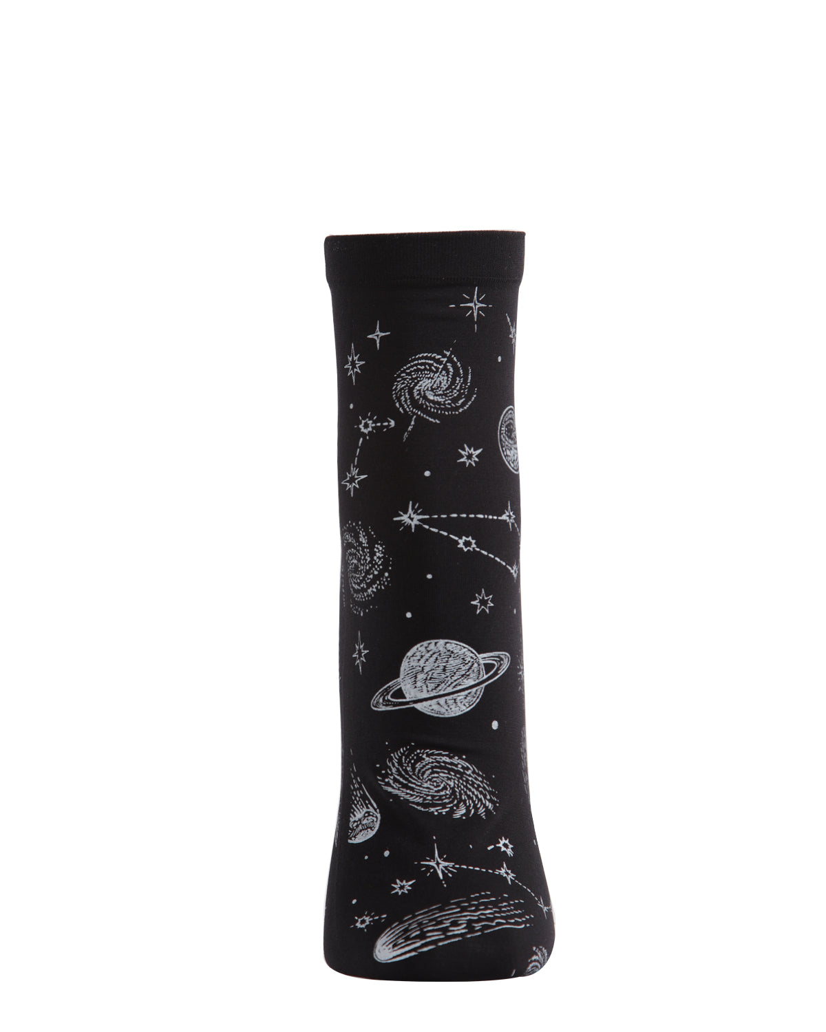 Women's Stars and Planets Align Cosmos Print Anklet Sock : Color: Black