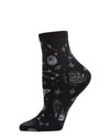 Women's Stars and Planets Align Cosmos Print Anklet Sock : Color: Black