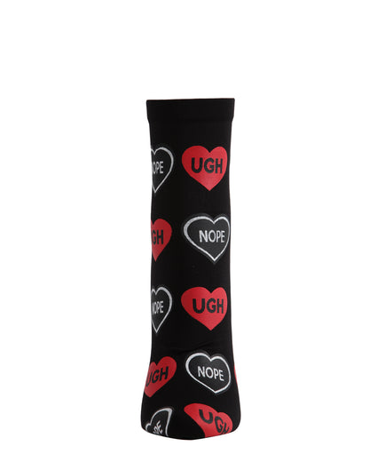 Women's Nope Conversation Hearts Print Anklet Sock : Color: Black