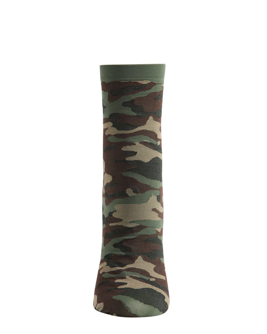 Women's You Can't See Me Camouflage Print Anklet Sock : Color: Green